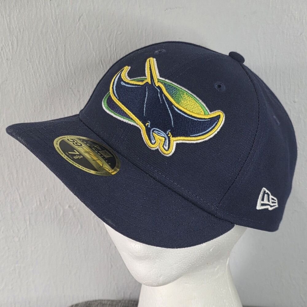 New Era 59FIFTY Tampa Bay Rays Navy Blue Fitted Hat Cap Size 7 3/8 MLB On-Field - Picture 2 of 12